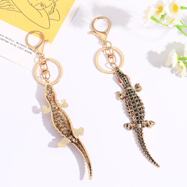 Wholesale Crocodile Cartoon Diamond Set Metal Keychain