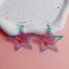 Wholesale Acrylic Laser Fantasy Five-Pointed Star Earrings Cut Out Star Earrings