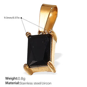 Pj466bkg black zirconium gold pendant