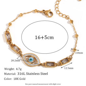 Golden White Clay Stone eyes + rectangular white stone bracelet