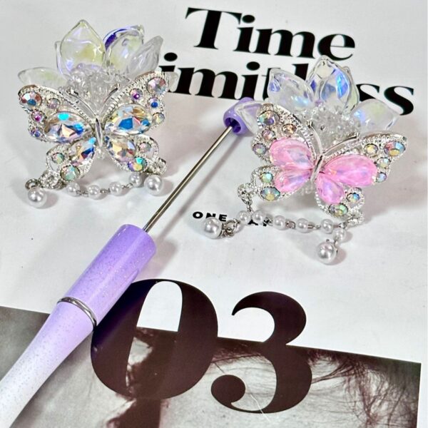Wholesale Rhinestone Butterfly Flower Heavy Beaded Pen