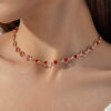 Wholesale Peach Heart Valentine's Day Red Heart Necklace