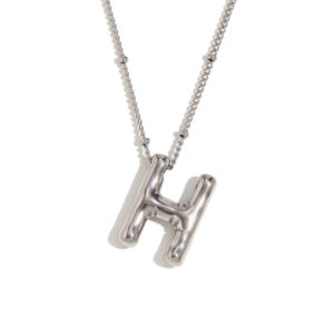 Party Balloon Letter Pendant Necklace-steel color-H