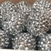 Wholesale 5pcs 20MM Resin Electroplated Silver Diamond Ball Beads