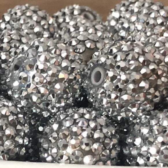 Wholesale 5pcs 20MM Resin Electroplated Silver Diamond Ball Beads