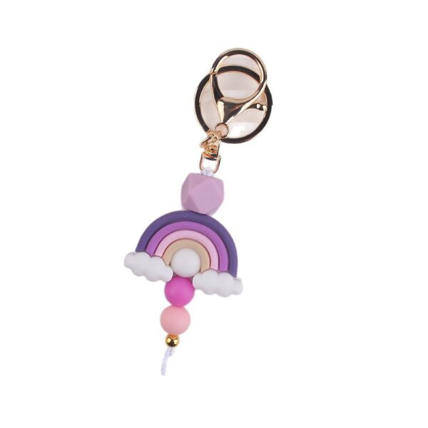 O1CN01pJ7eB51NrNvZyHcpp_2214899881623-0-cib Wholesale Rainbow Teething Ring Clip With Silicone Beads and keychain.