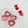 Wholesale Valentine's Day peach heart glitter red heart acrylic suit earrings