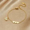 Wholesale Gold-plated Stainless Steel with Three Heart Charms and Rhinestones Bracelet