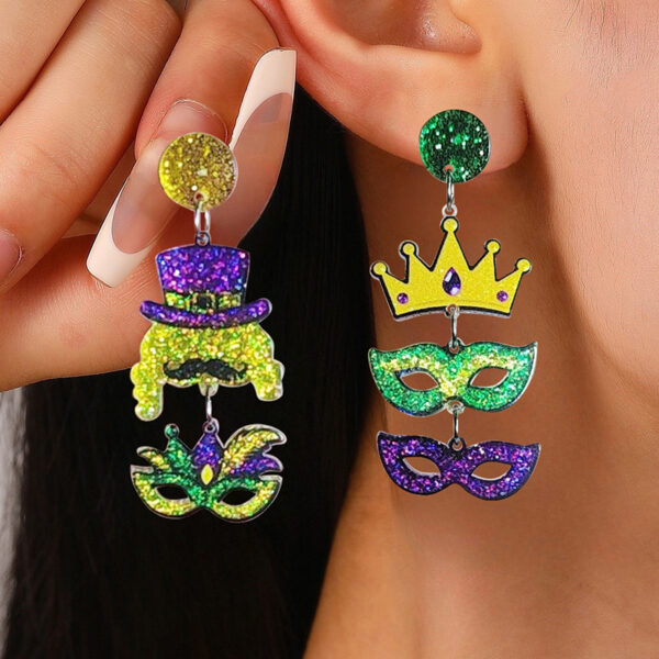 Wholesale Carnival Mask Crown Hat Acrylic Earrings