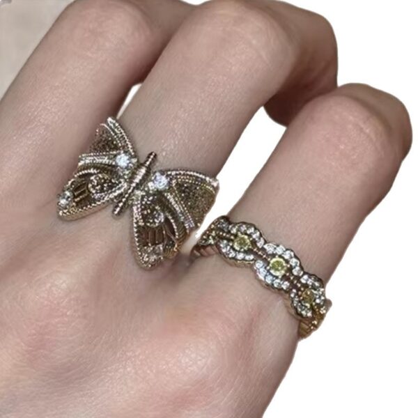 Wholesale Vintage mid-century style luxury filigree butterfly ring