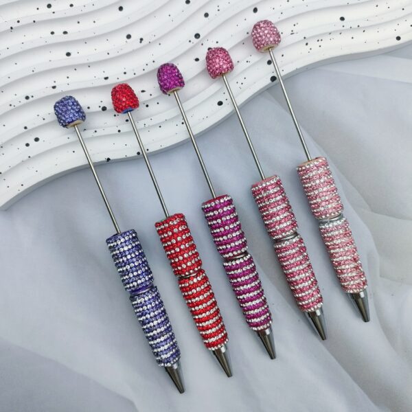 Wholesale Circular Textured Spiral Adorned Full Diamond-like Fancy Beadable Pens