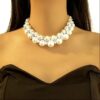 Wholesale White flower pearl circular multi-layered necklace