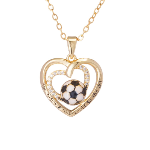 Wholesale Football Necklace Light Luxury Stainless Steel Clavicle Chain with Heart