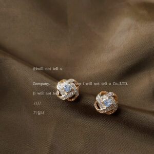 Wholesale Micro inlaid zircon spiral silver needle earrings