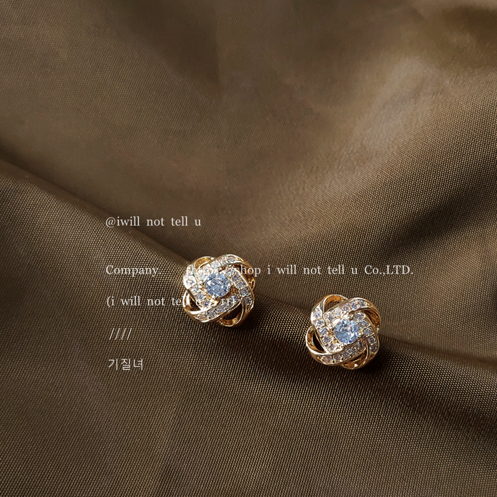Wholesale Micro inlaid zircon spiral sier needle earrings