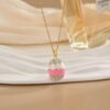 Wholesale Enamel colored Easter eggs with diamond inlay necklace