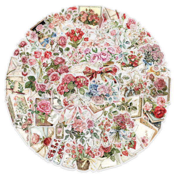 Wholesale 50 pcs flowers and letters Waterproof Vinyl Stickers