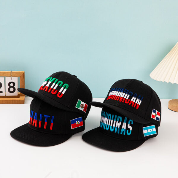 Wholesale Multi country flag hat color blocked flat brimmed baseball cap