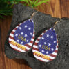 Wholesale Stars and Stripes Double-Layer Waterdrop Leather Earrings