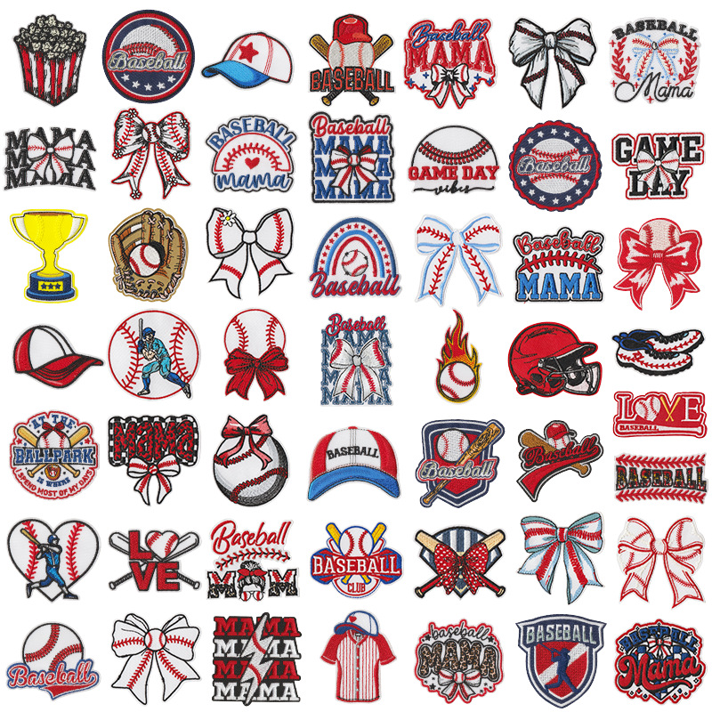 Wholesale Baseball Series Logo Embroider Cloth Stickers for Clothes, Shoes and Hats, Badge Patches, Team Logos, 50 Styles, with Adhesive Backing and I