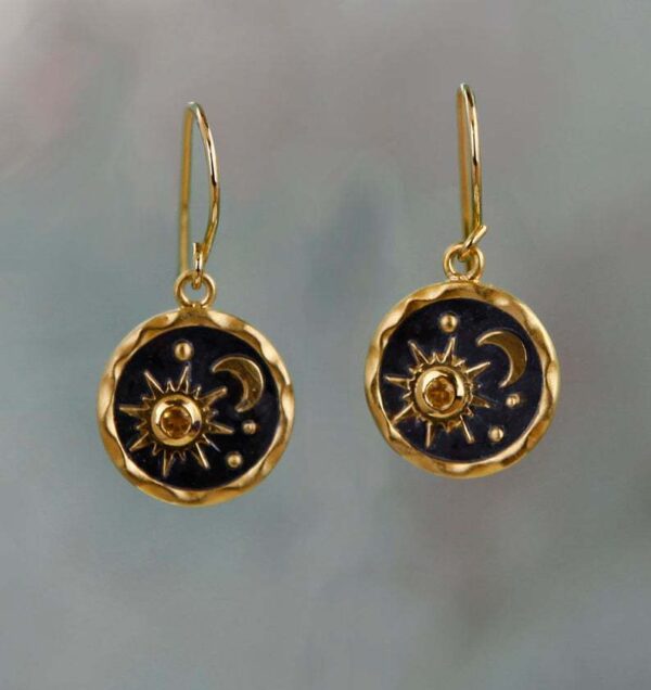Wholesale Vintage Sun Moon Diamond Pendant Earrings