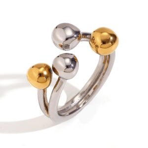 Creative open round flower heart ring-two colors