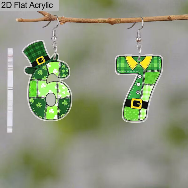 Wholesale St. Patrick's Day Magic Hat Digital Earrings Acrylic Earrings