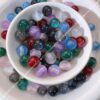 Wholesale 8/10/12mm Starry Sky Fine Glitter Cat's Eye Resin Beads Mermaid Princess Straight Hole Loose Beads DIY Beading Phone Necklace Round Beads
