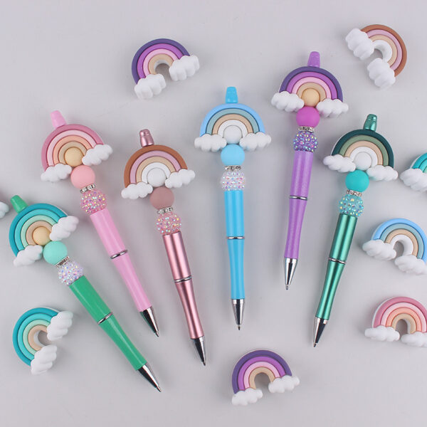 O1CN01pS6tDX1NrNvaXlzXm_2214899881623-0-cib Wholesale Silicone Rainbow Bead Plastic Pen