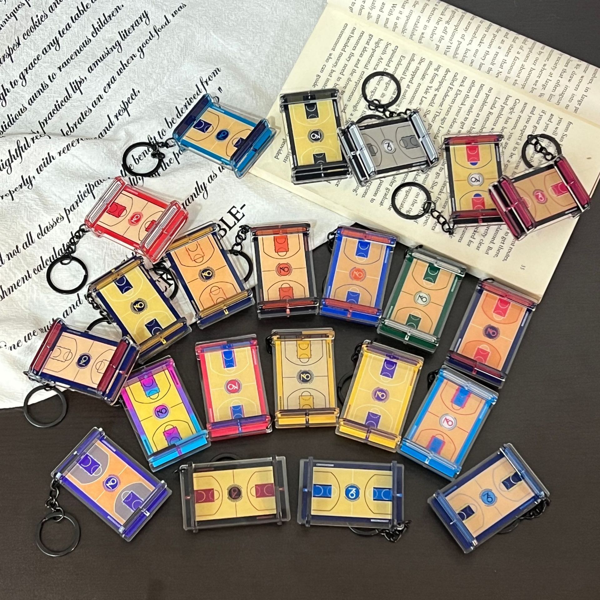 Wholesale Acrylic srts basketball court keychain