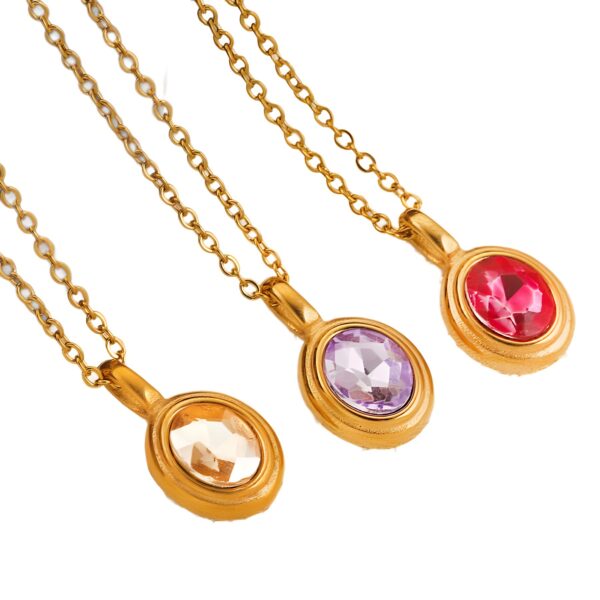 Wholesale Retro oval gemstone titanium steel lock chain