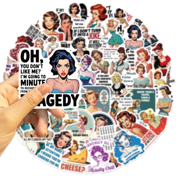 Wholesale 50pcs Cartoon Women's Quotes Graffiti Waterproof Vinyl Stickers