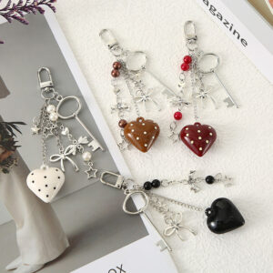 Wholesale Cute Key Pearl Bow Colorful Love Keychain