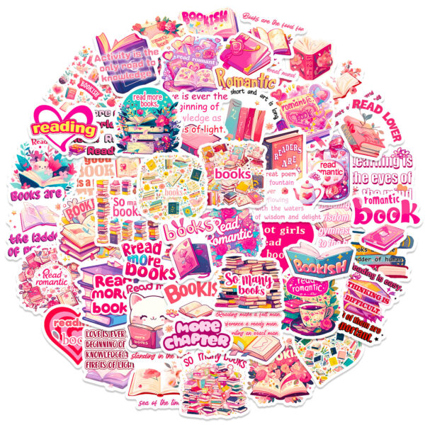 Wholesale 50pcs Pink Books English Short Sentences Graffiti Stickers