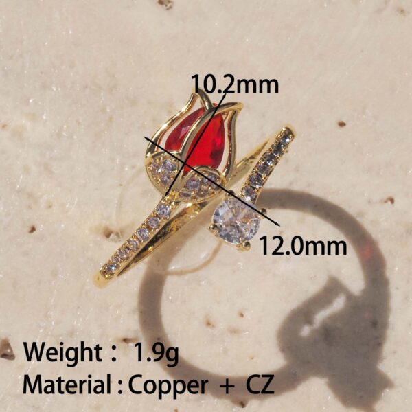 Wholesale Tulip Ring Copper Gold-Plated Simple Niche Flower Ring