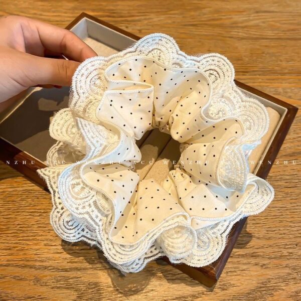 Wholesale White polka dot lace elastic headband