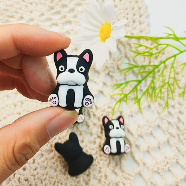 Wholesale 10pcs 3D Cute Black and White Puppy Cartoon Beads