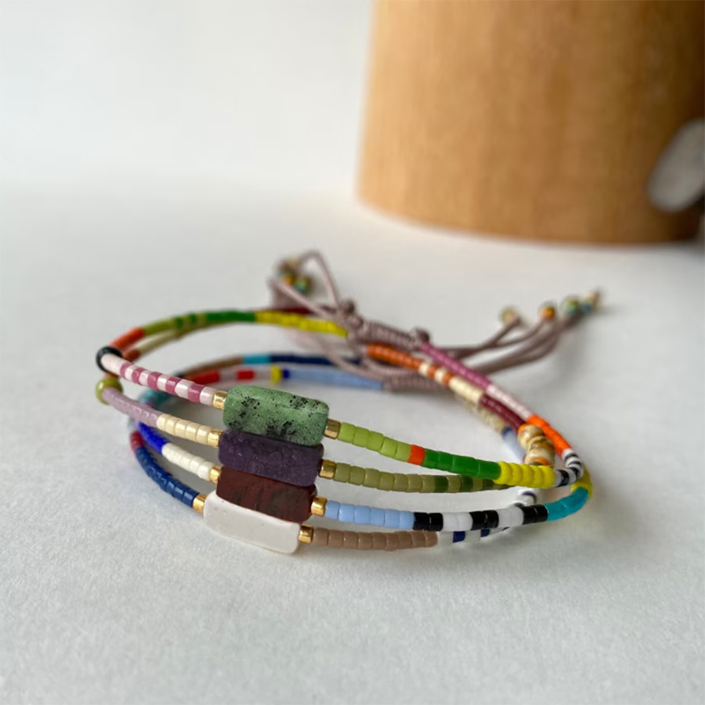 Wholesale Bohemian style colorful Mi bead amethyst bracelet
