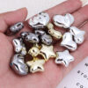 Wholesale 10pcs electroplated gold silver pentagram heart acrylic beads