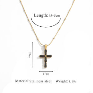 1 gold diamond cross necklace 6-black