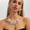 Wholesale Pearl bowknot diamond-encrusted chain tassel necklace