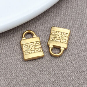 T2366-gold stainless steel small lock-9x14x2mm hole diameter 3x3mm-1.05g