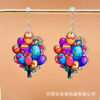 Wholesale Easter colorful egg balloon basket Happy Easter wooden earrings