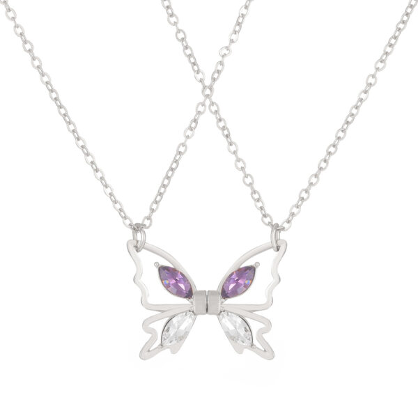 Wholesale Zircon inlaid couple magnetic hollow butterfly necklace