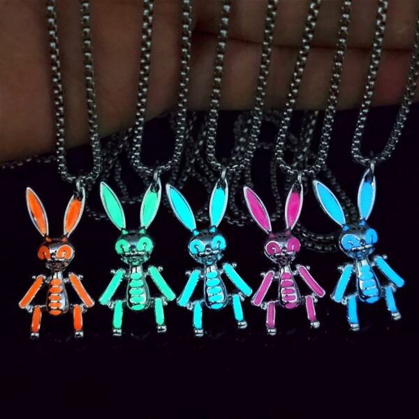 Wholesale Rabbit Luminous Pendant Women's Light Men's Luminous Accessories Stainless Steel Chain
