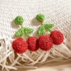 Wholesale Wool Woven Red Cherry Water Simulation Fruit Earrings