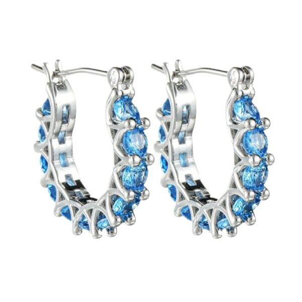 Wholesale Pave Red Corundum Spike Zircon Lace U Shaped Hoop Earrings