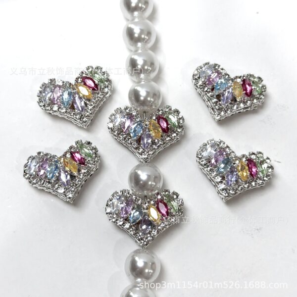 Wholesale 10pcs Colored gemstone heart-shaped straight hole zircon beads