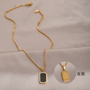 Gold black letter necklace