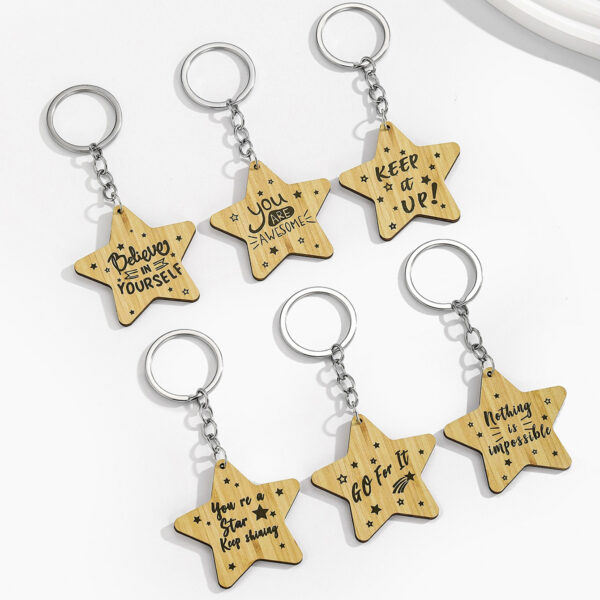 Wholesale English letter inspirational slogan Star Keychain